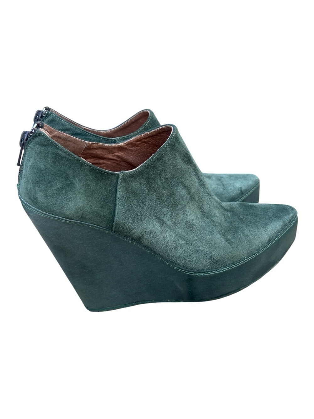 Palomitas by Paloma Barcelรณ Forest Green Suede Platform Wedge Booties Size 40